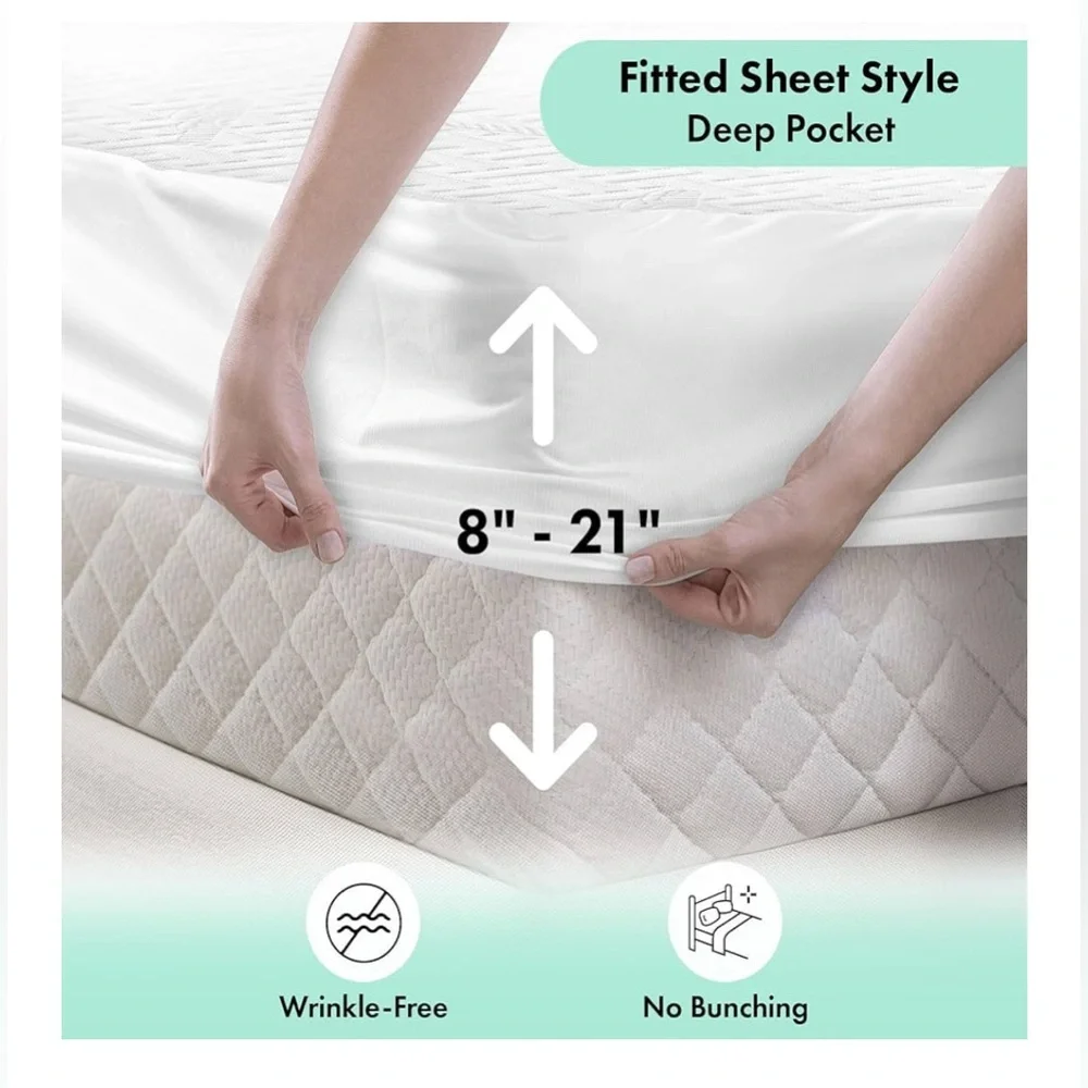 NEW Non-Slip Mattress Protector 8''-21'' Deep 100% Waterproof Air Fabric Twin